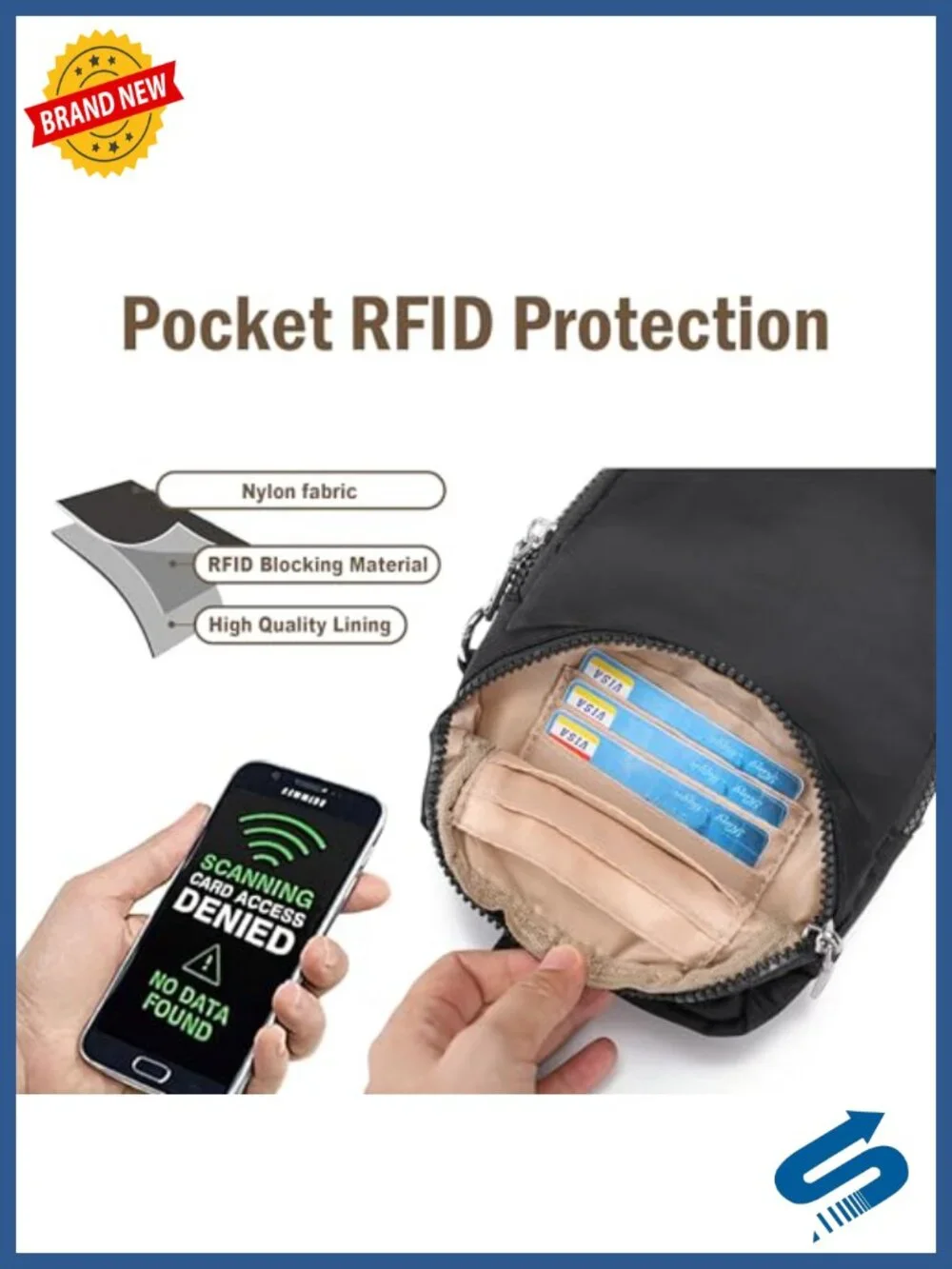 Anti Theft RFID Sling Bag Women Lightweight Nylon Crossbody Purse